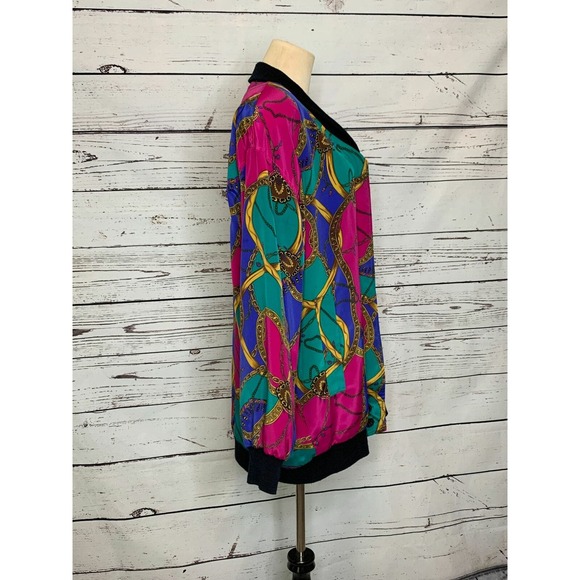 GDT Too pink green long sleeves bomber jacket one size - Picture 5 of 5